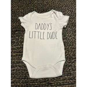 Rae Dunn "Daddy's Little Dude" bodysuit romper one piece outfit SIZE 0-3 MONTHS